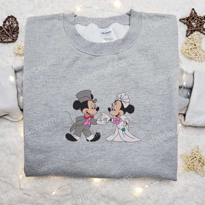 Mickey & Minnie Wedding Embroidered T-shirt Disney Characters Hoodie – Perfect Valentine s Day Gift Ideas