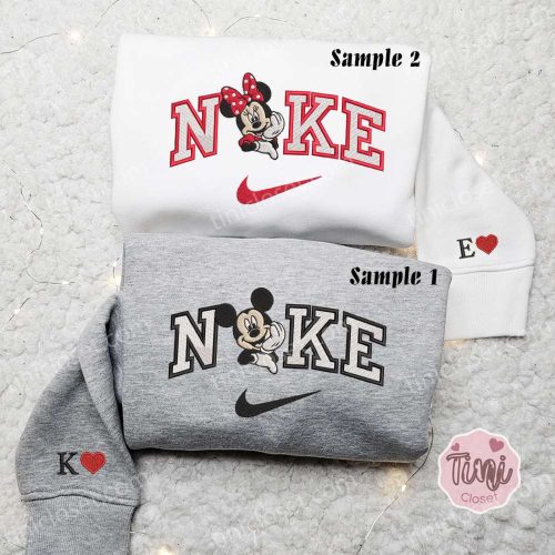 Mickey & Minnie x Nike Embroidered Couple Shirt Disney Characters Shirt Nike Inspired Hoodie