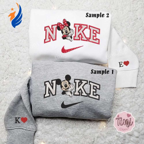 Mickey & Minnie x Nike Embroidered Couple Shirt Disney Characters Shirt Nike Inspired Hoodie