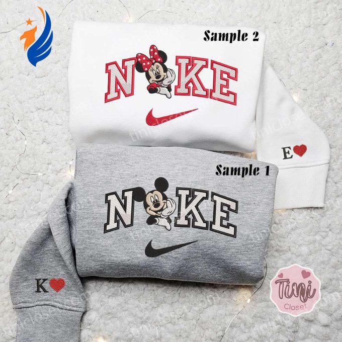 Mickey & Minnie x Nike Embroidered Couple Shirt Disney Characters Shirt Nike Inspired Hoodie Mickey & Minnie x Nike Embroidered Couple Shirt Disney Characters Shirt Nike Inspired Hoodie