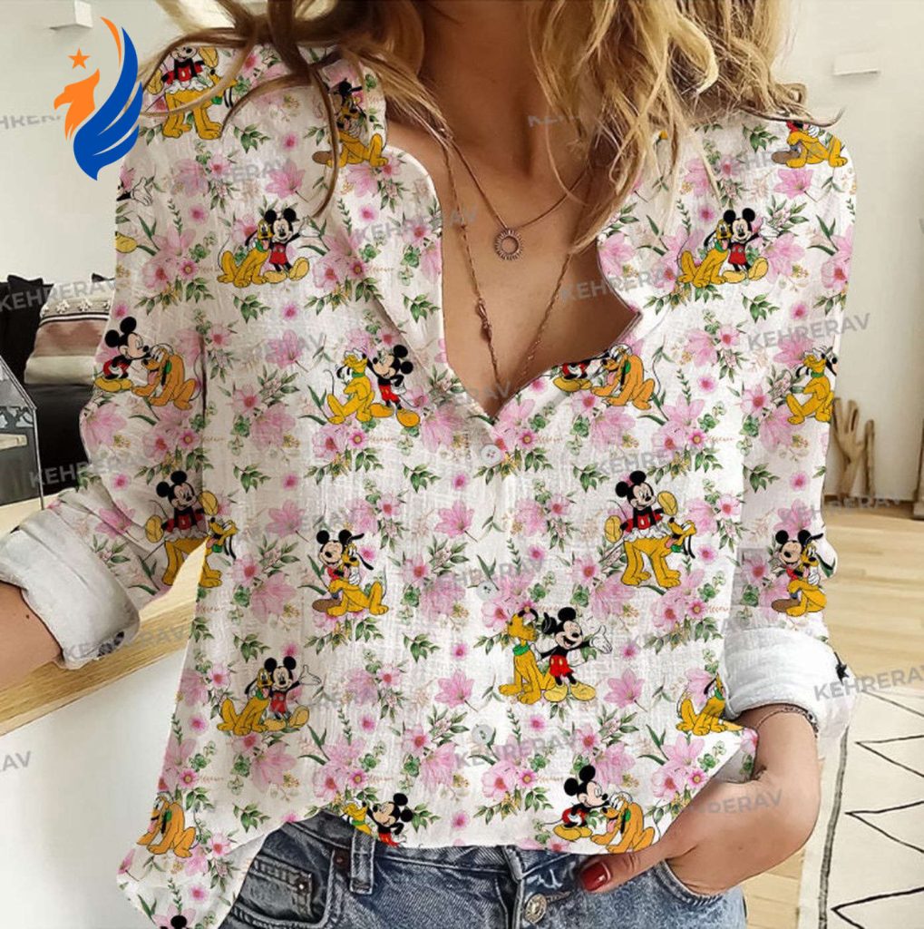Mickey & Pluto 3D All Over Print Linen Shirt: Cute Casual Long Sleeve Button Down – Women s Fashion Mickey & Pluto 3D All Over Print Linen Shirt: Cute Casual Long Sleeve Button Down – Women s Fashion