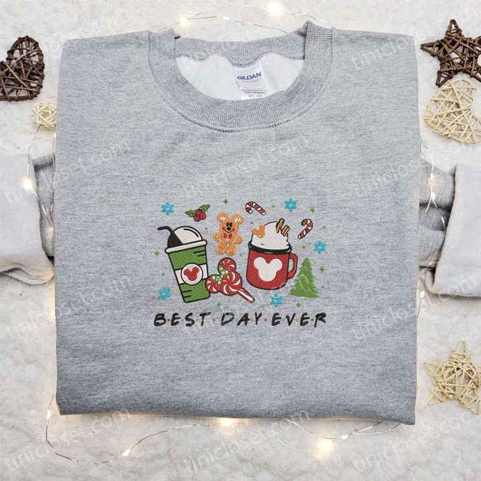 Mickey Best Day Ever Sweatshirt: Festive Christmas Embroidered Shirt – Perfect Family Gift Ideas