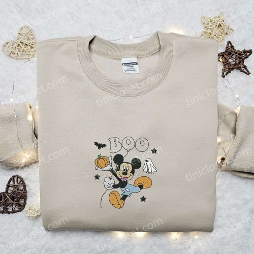 Mickey Boo Embroidered Sweatshirt: Disney Halloween Shirt – Best Gift Ideas for Halloween