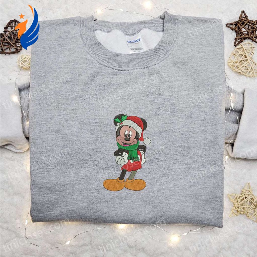 Disney Christmas Embroidered Shirt & Hoodie: Festive Mickey Characters Holiday Apparel Disney Christmas Embroidered Shirt & Hoodie: Festive Mickey Characters Holiday Apparel