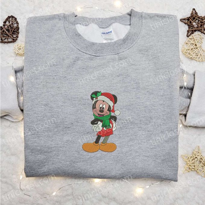Disney Christmas Embroidered Shirt & Hoodie: Festive Mickey Characters Holiday Apparel