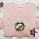 Disney Mickey Christmas Wreath Shirt & Characters Hoodie – Best Family Gifts with Mistletoe Embroidery Disney Mickey Christmas Wreath Shirt & Characters Hoodie – Best Family Gifts with Mistletoe Embroidery