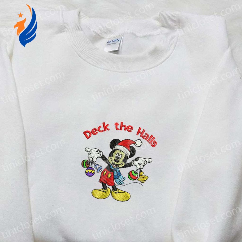 Mickey Deck The Halls Embroidered Shirt & Disney Characters Hoodie: Perfect Christmas Gifts For Family Mickey Deck The Halls Embroidered Shirt & Disney Characters Hoodie: Perfect Christmas Gifts For Family