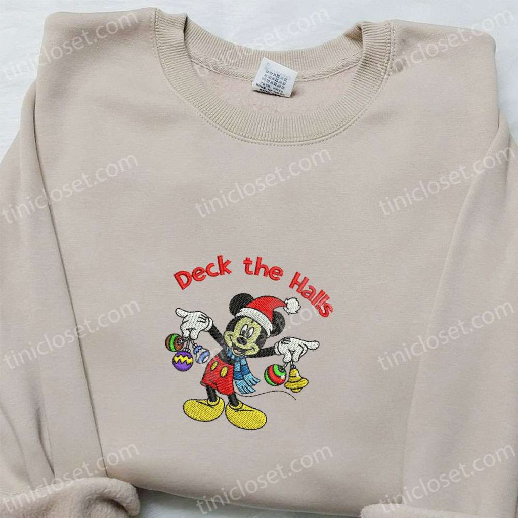 Mickey Deck The Halls Embroidered Shirt & Disney Characters Hoodie: Perfect Christmas Gifts For Family Mickey Deck The Halls Embroidered Shirt & Disney Characters Hoodie: Perfect Christmas Gifts For Family