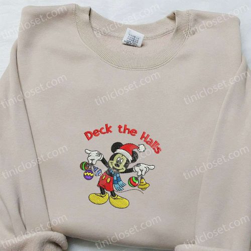 Mickey Deck The Halls Embroidered Shirt & Disney Characters Hoodie: Perfect Christmas Gifts For Family