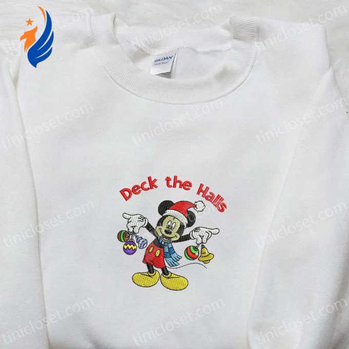 Mickey Deck The Halls Embroidered Shirt & Disney Characters Hoodie: Perfect Christmas Gifts For Family