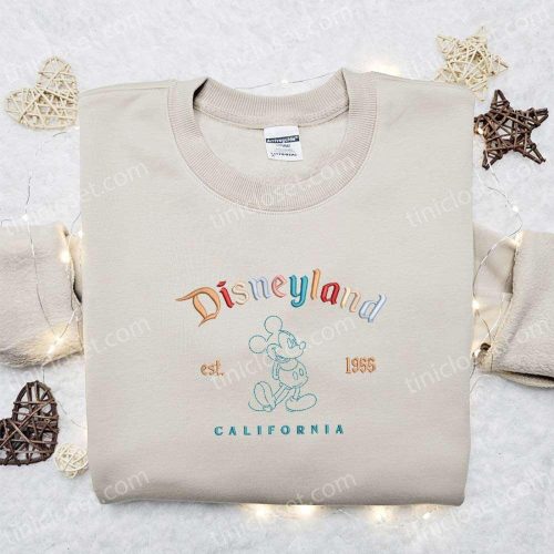 Mickey Disneyland Est 1955 California Embroidered Shirt & Disney Characters Hoodie – Perfect Gift Idea!
