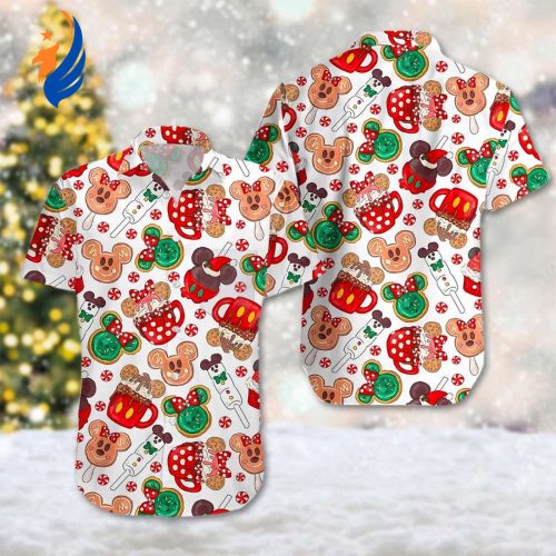 Mickey Ears Christmas Hawaii Shirt - Festive Mickey Mouse Xmas Button Up Hawaiian Shirt for Magic Kingdom