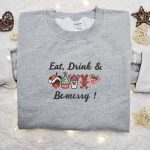 Get Festive with Mickey Eat Drink Be Merry Embroidered Sweatshirt – Perfect Christmas Gift for Family
