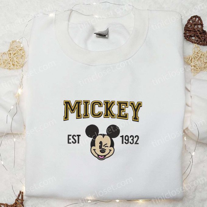 Mickey Est 1932 Embroidered Shirt & Disney Characters Hoodie: Best Gift Ideas for Disney Fans!