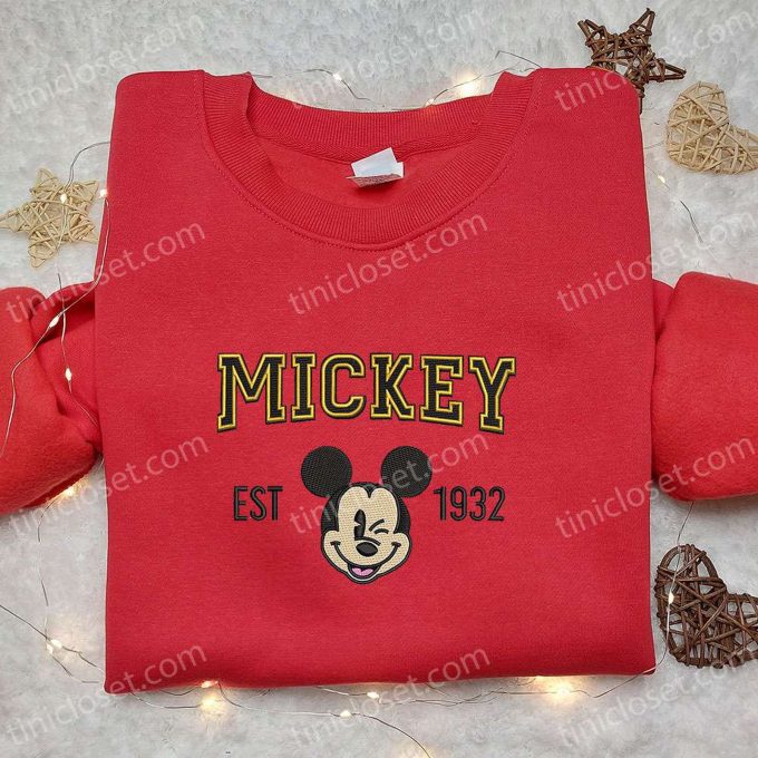 Mickey Est 1932 Embroidered Shirt & Disney Characters Hoodie: Best Gift Ideas for Disney Fans!