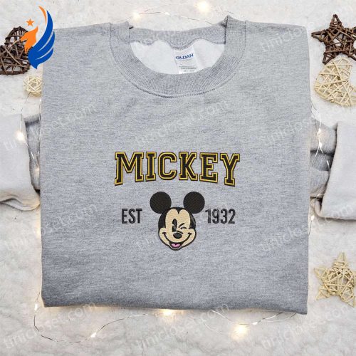 Mickey Est 1932 Embroidered Shirt & Disney Characters Hoodie: Best Gift Ideas for Disney Fans!