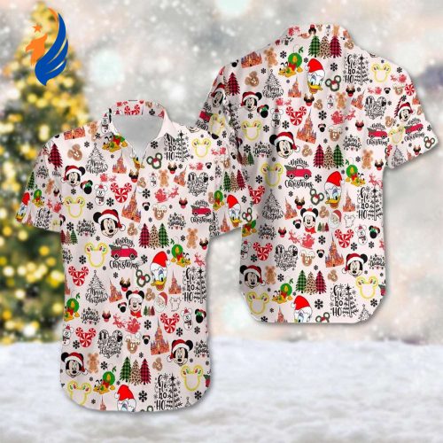 Mickey & Friends Christmas Hawaii Shirt - Festive Cartoon Xmas Button Up with Mickey Mouse & Ears Magic Kingdom