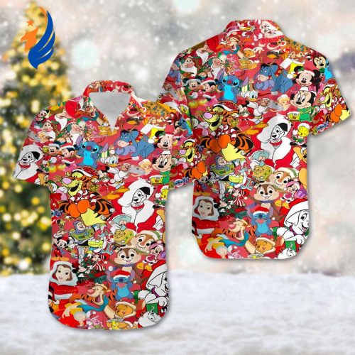 Fun & Festive Mickey & Friends Christmas Hawaii Shirt – Pooh Stitch Toy Story Hawaiian Cartoon Xmas 3D Print Magic Kingdom Shirt
