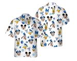 Hanukkah Hawaiian Shirt: Mickey Friends Face Dreidel Menorah Disneyland Festival Of Lights Trip Gift