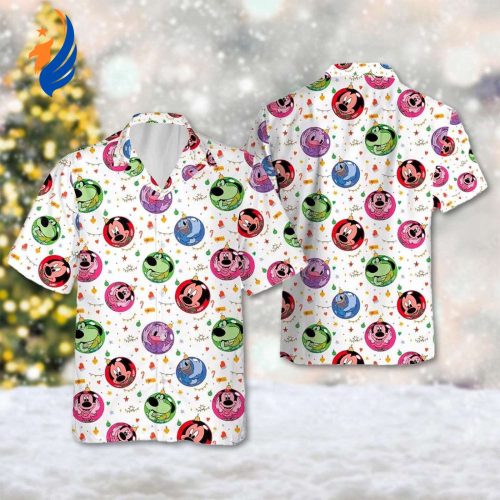 Mickey & Friends Christmas Hawaiian Shirt: Xmas Ornaments Button Up Minnie Mouse Party Gift Mickey & Friends Christmas Hawaiian Shirt: Xmas Ornaments Button Up Minnie Mouse Party Gift