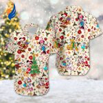 Mickey & Friends Santa Hat Christmas Hawaiian Shirt – Festive Mickey Mouse Button Up for Xmas Party & Magic Kingdom Fun!