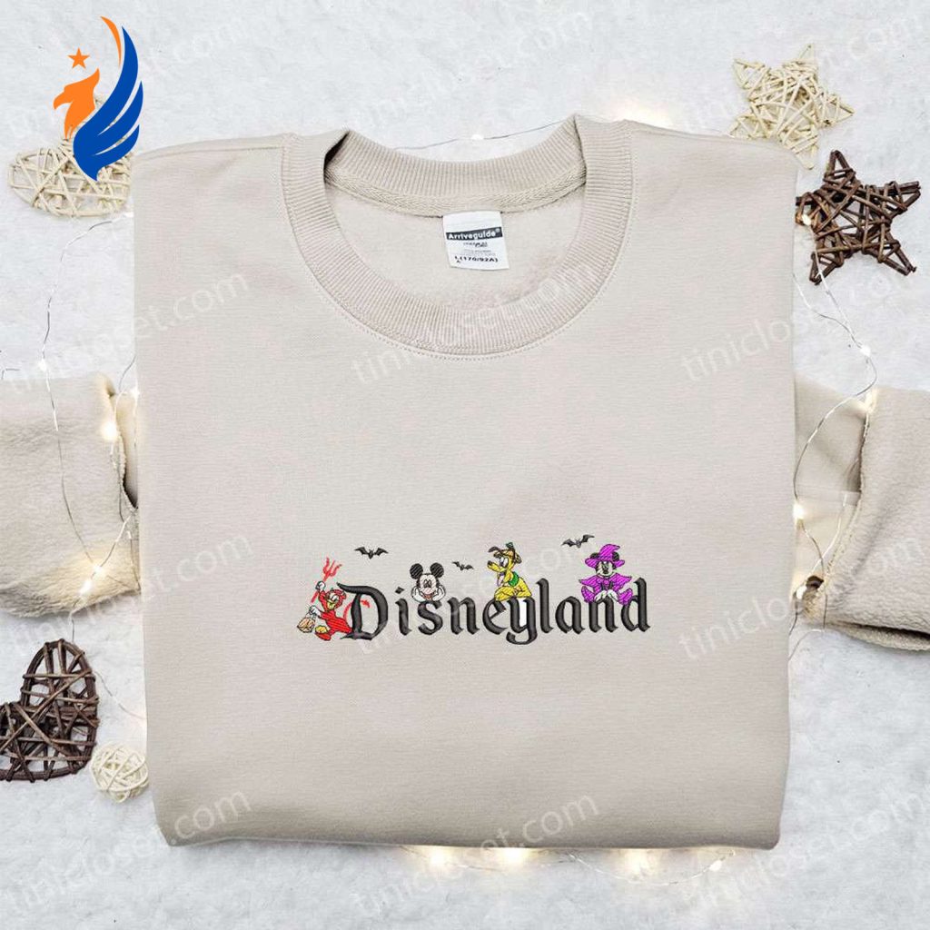 Mickey Gang Disneyland Halloween Embroidered Shirt: Spooky Style for Disney Fans! Mickey Gang Disneyland Halloween Embroidered Shirt: Spooky Style for Disney Fans!