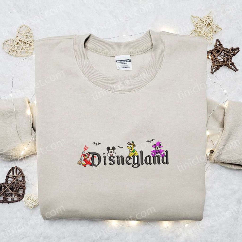 Mickey Gang Disneyland Halloween Embroidered Shirt: Spooky Style for Disney Fans! Mickey Gang Disneyland Halloween Embroidered Shirt: Spooky Style for Disney Fans!
