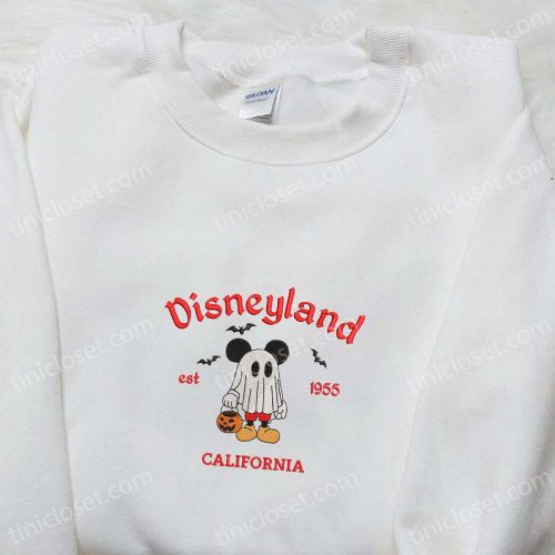 Spooky Mickey Ghost Disneyland Halloween Shirt: California Embroidered Tee
