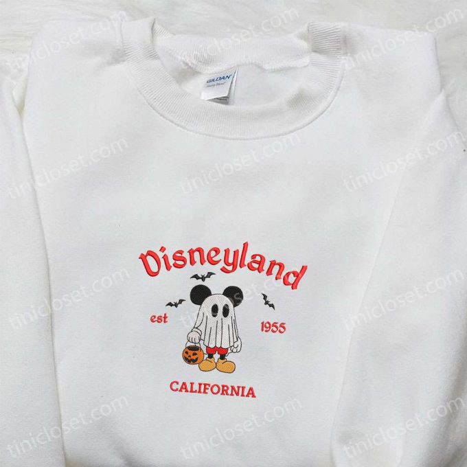 Spooky Mickey Ghost Disneyland Halloween Shirt: California Embroidered Tee