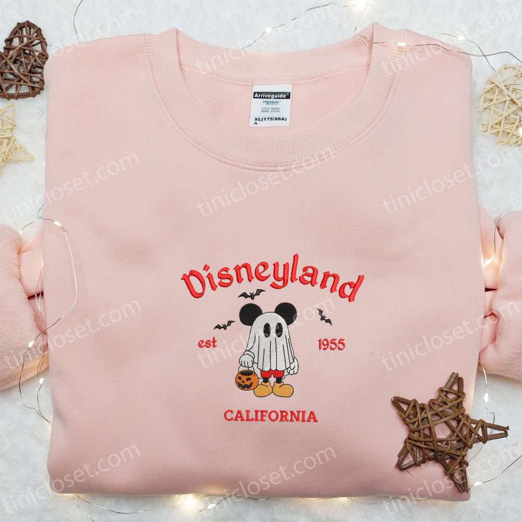 Spooky Mickey Ghost Disneyland Halloween Shirt: California Embroidered Tee Spooky Mickey Ghost Disneyland Halloween Shirt: California Embroidered Tee