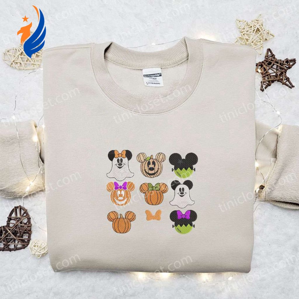 Spooktacular Mickey Ghost Pumpkin Frankenstein Halloween Embroidered Shirt – Get in the Halloween Spirit! Spooktacular Mickey Ghost Pumpkin Frankenstein Halloween Embroidered Shirt – Get in the Halloween Spirit!