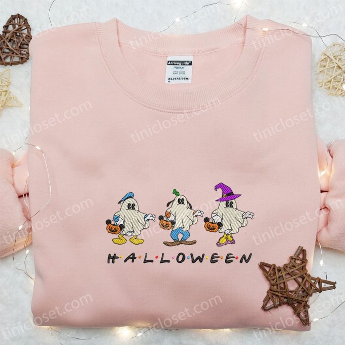 Spooky Mickey Ghost Team Halloween Shirt: Embroidered Fun for All Ages!