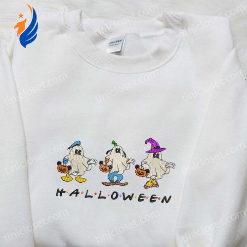 Spooky Mickey Ghost Team Halloween Shirt: Embroidered Fun for All Ages!