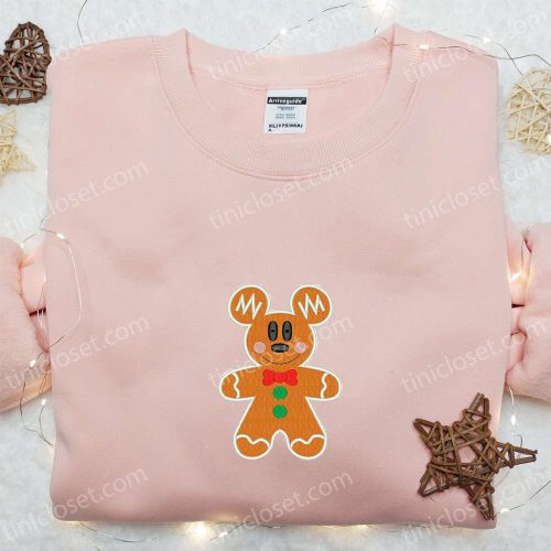 Disney Mickey Gingerbread Embroidered Shirt & Characters Hoodie – Perfect Christmas Gifts for Family