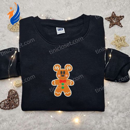 Disney Mickey Gingerbread Embroidered Shirt & Characters Hoodie - Perfect Christmas Gifts for Family