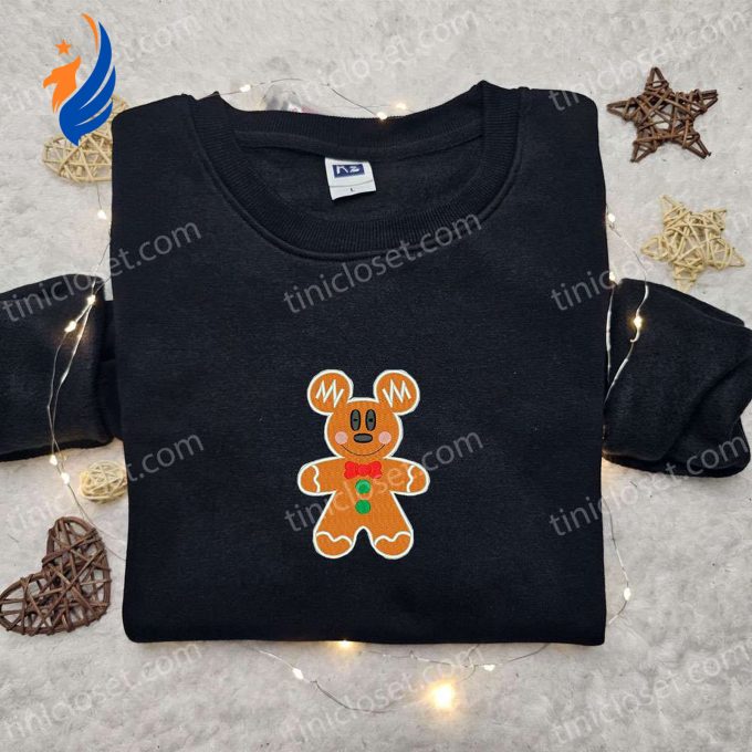 Disney Mickey Gingerbread Embroidered Shirt & Characters Hoodie – Perfect Christmas Gifts for Family