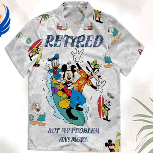 Disney Hawaiian Shirt: Mickey Goofy & Donald Retired Print Perfect for Summer Beach Trip at Disney World & Disneyland!