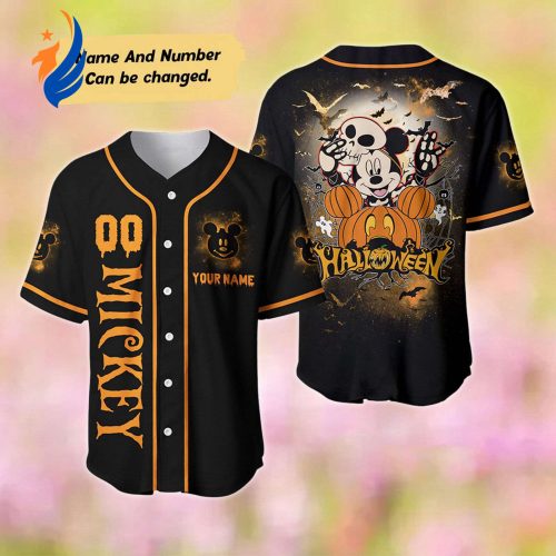 Mickey Halloween Baseball Jersey – Custom Name Mouse Movie Shirt Perfect Mickey Gift
