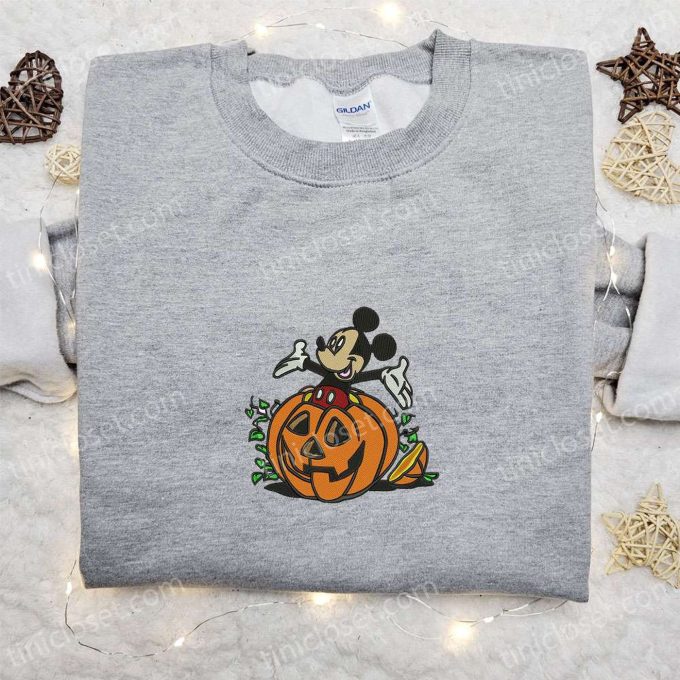 Mickey Halloween Pumpkin Embroidered Shirt Disney s Best Halloween Gifts for Family