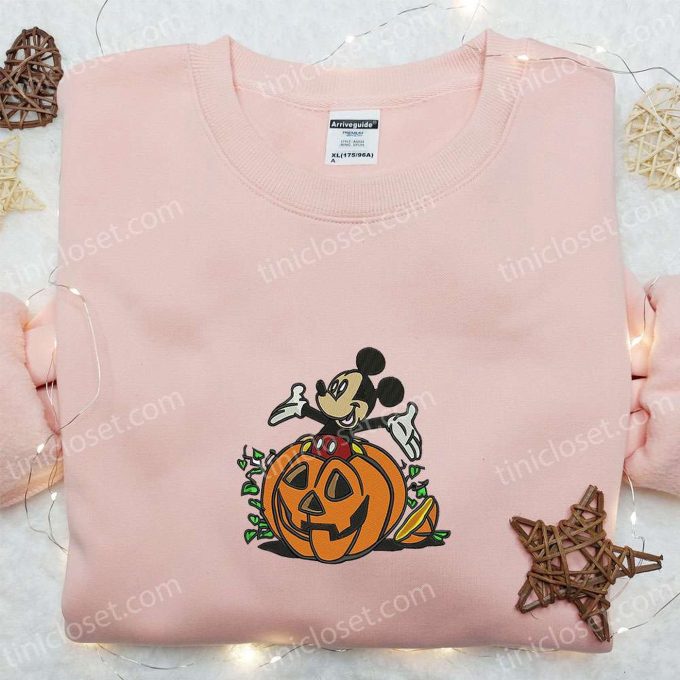 Mickey Halloween Pumpkin Embroidered Shirt Disney s Best Halloween Gifts for Family