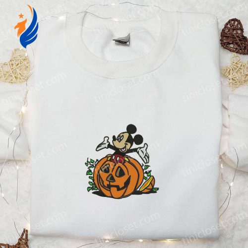 Mickey Halloween Pumpkin Embroidered Shirt Disney s Best Halloween Gifts for Family