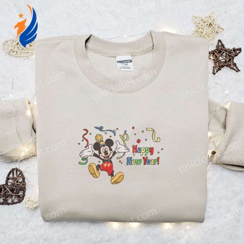 Mickey Happy New Year Cartoon Embroidered Sweatshirt: Disney Characters Movie Merry Christmas Shirt Best Gift Ideas