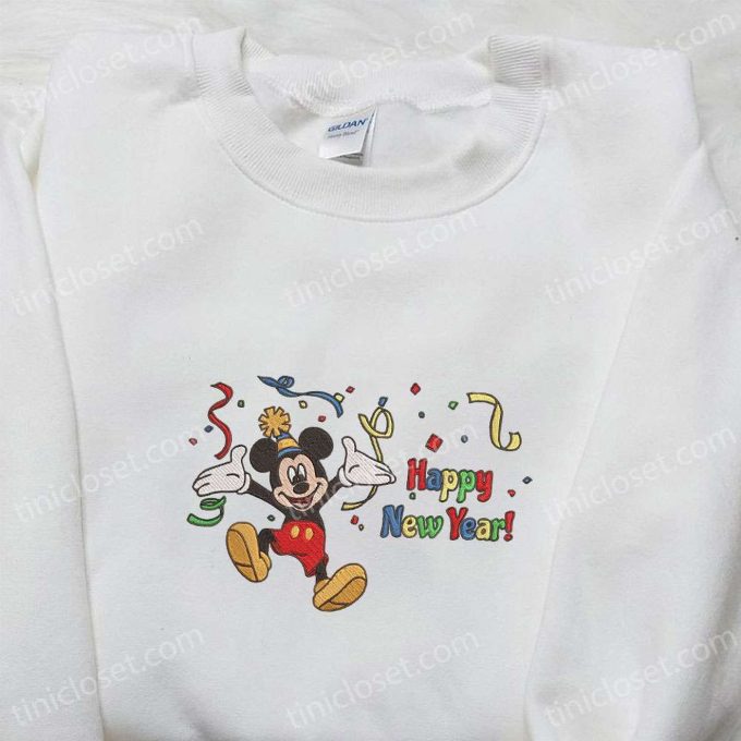 Mickey Happy New Year & Disney Characters Merry Christmas Embroidered Sweatshirt – Best Gift Ideas for Christmas