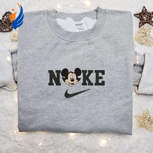 Mickey Head Dracula Laughing x Nike Embroidered Sweatshirt - Spooky Walt Disney Characters Shirt for Best Halloween Gift Ideas