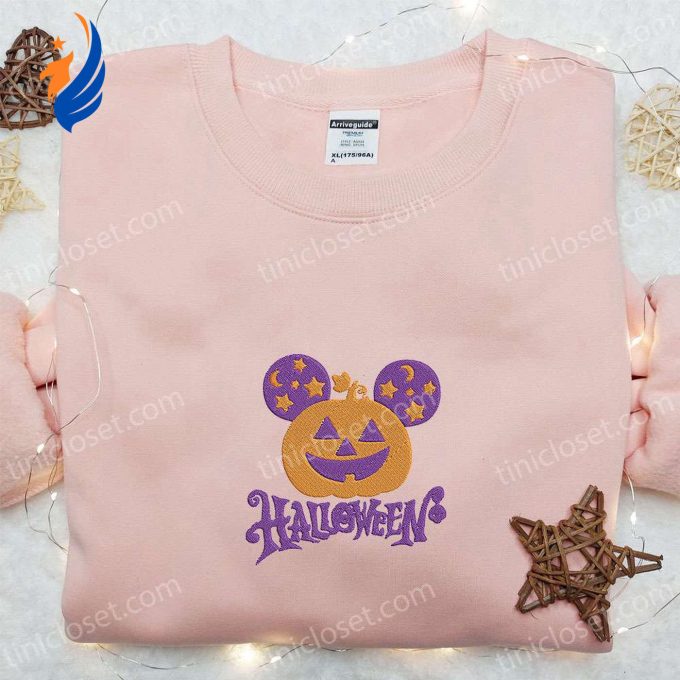 Spooky and Stylish: Mickey Head Pumpkin Halloween Embroidered Shirt – The Perfect Disney Halloween Gift! Spooky and Stylish: Mickey Head Pumpkin Halloween Embroidered Shirt – The Perfect Disney Halloween Gift!