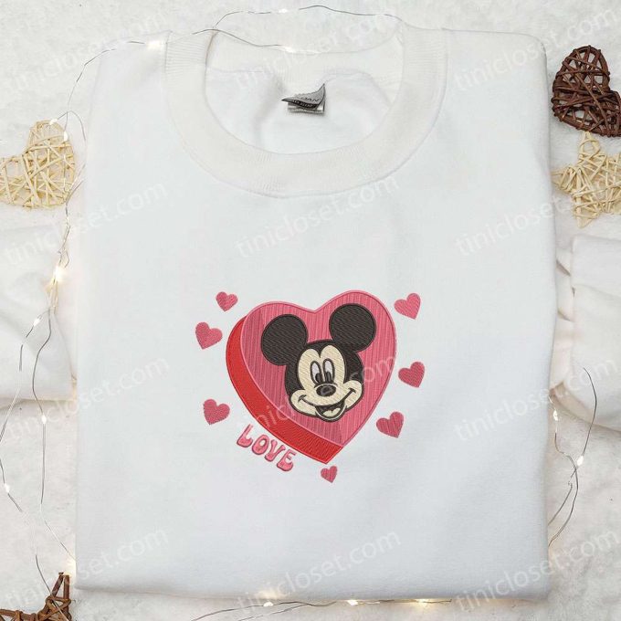 Disney Characters Embroidered Shirt & Hoodie: Mickey Hearts Love Design Perfect Family Gift