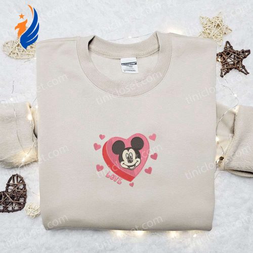 Disney Characters Embroidered Shirt & Hoodie: Mickey Hearts Love Design Perfect Family Gift