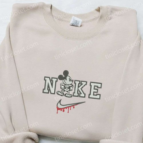 Mickey in Skeleton Costume x Nike: Disney Characters Embroidered Shirt & Halloween Hoodie