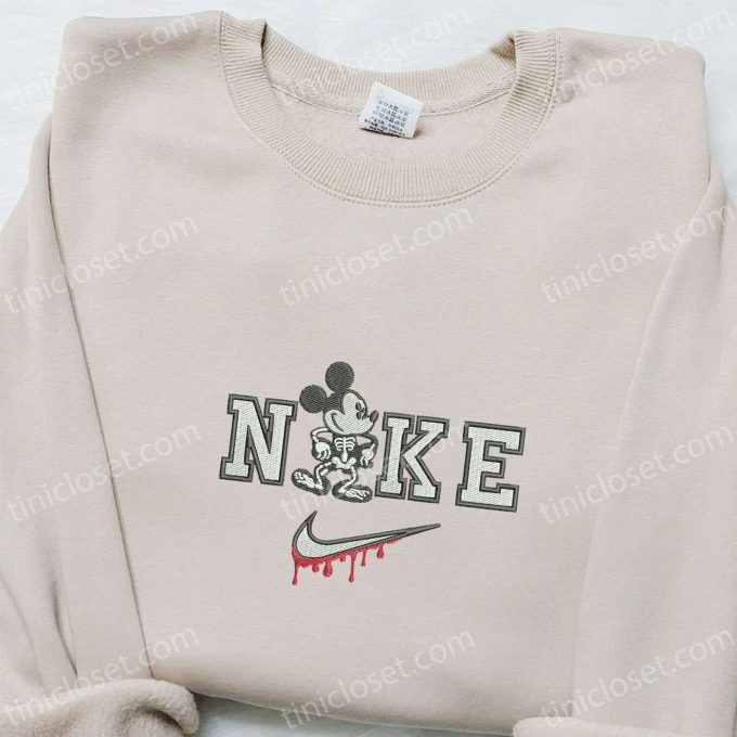 Mickey in Skeleton Costume x Nike: Disney Characters Embroidered Shirt & Halloween Hoodie