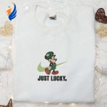 Mickey Just Lucky x Nike Swoosh Embroidered Shirt and Disney Characters Hoodie: Best Saint Patrick’s Day Gift Idea Mickey Just Lucky x Nike Swoosh Embroidered Shirt and Disney Characters Hoodie: Best Saint Patrick’s Day Gift Idea